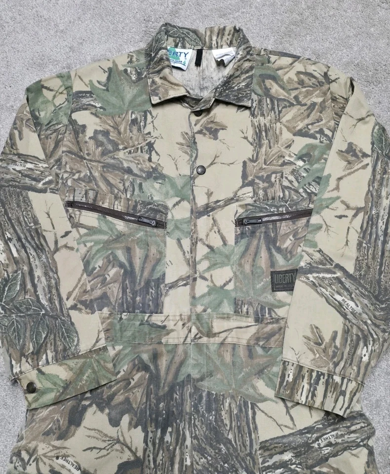 90s Vintage Liberty Coveralls Real Tree Camouflage Mens Sz M Regular (38-40) USA - Image 3 of 4
