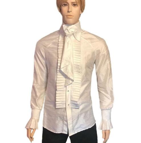 Men's Raglan Sleeve Silk Ruffle Dress Shirt - Afbeelding 1 van 4