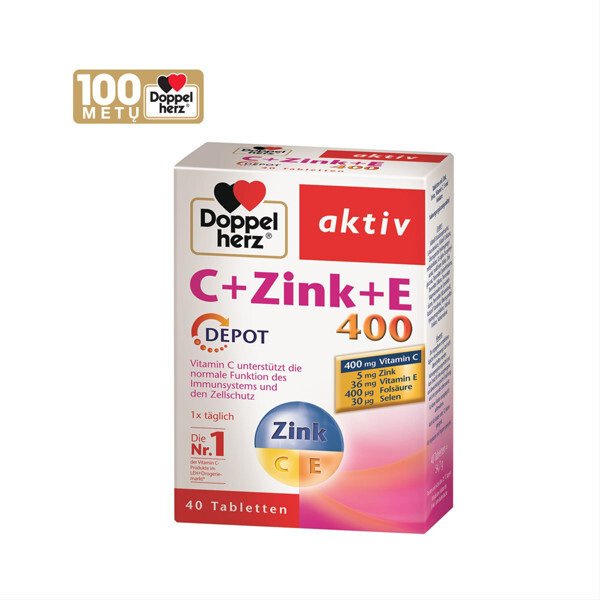 DOPPELHERZ Aktiv C + Zinc + Selenium + E Depot 40 Maintain Immunity Tablets