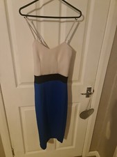 Missguided bright Blue and offwhite contrast strappy bodycon sexy dress size 8
