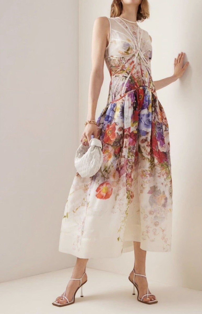 NWT $2,100 Zimmermann Prima Panelled Silk Linen Organza Floral Midi Dress AU0 XS | eBay NWT $2,100 Zimmermann Prima Panelled Silk Linen Organza Floral Midi Dress AU0 XS | eBay