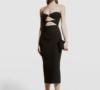 $1200 Alex Perry Women's Black Strapless Hale Double-Cutout Sheath Dress  Size 14 | eBay