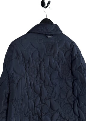 Louis Vuitton Navy Quilted Flowers LV Logo Blouson Jacket - XLARGE