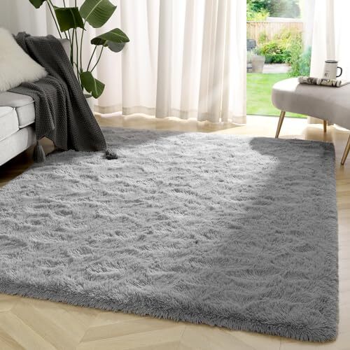 3x5 Area Rugs for Living Room, Super Soft Fluffy Rug with Non 3x5 Feet Grey - Picture 1 of 6