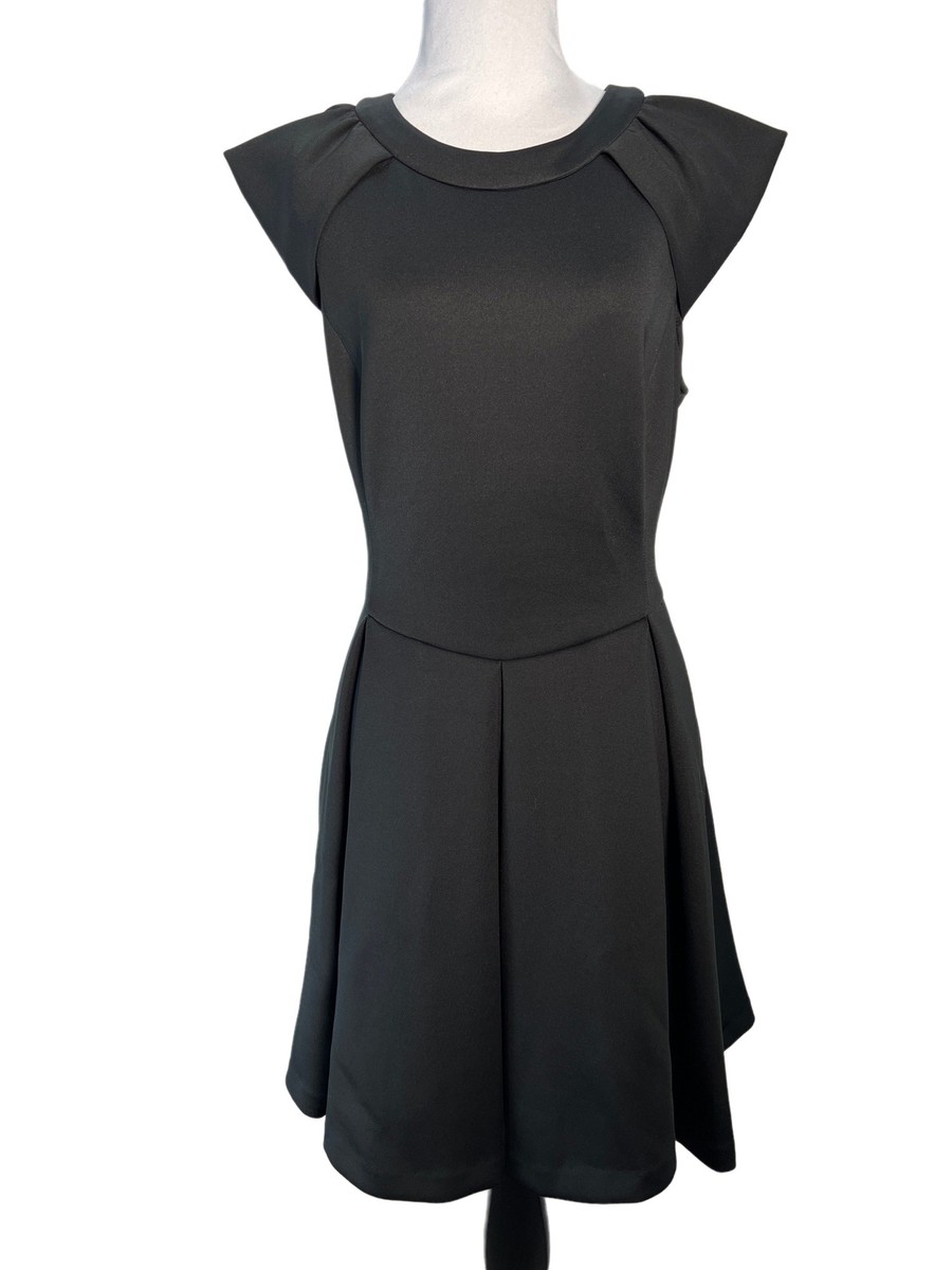 Ted Baker Dress Black Stretch Scuba Kipp Fit Flare Mesh Back LBD