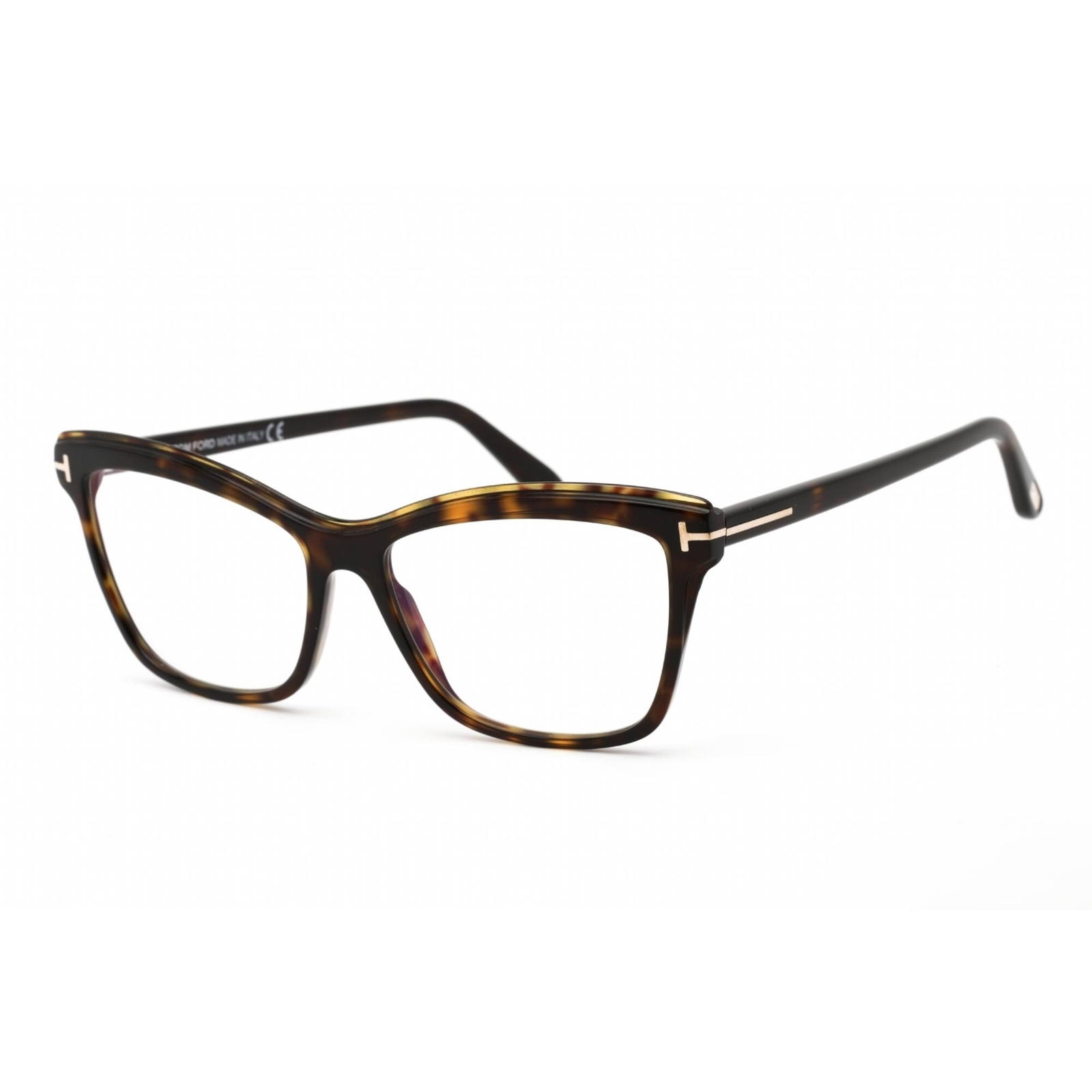 Tom Ford Women's Eyeglasses Cat Eye Shape Dark Havana Plastic Frame
