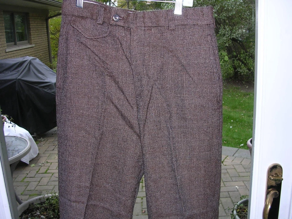 Mens Vintage Tweed Wool Skinny Steampunk Pants~ Dickens Victorian Costume 30wX34 - Image 3 of 3