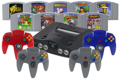 Konsola Nintendo 64 N64 + 1 2 3 4 kontroler 🎮✅ kabel zasilający i klasyczne gry - Zdjęcie 1 z 12