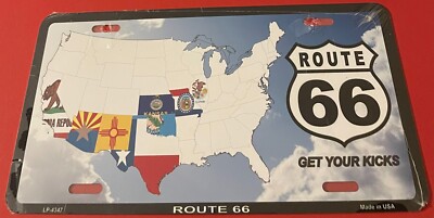 Get Your Kicks on Route 66 Novelty License Plate NEW OLD STOCK