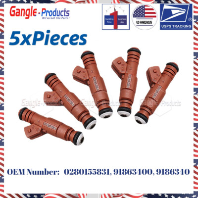 5PCS Fuel Injectors 0280155831 For 1998-09 Volvo S60 S80 C70 XC90 2.4L 2.5L