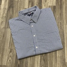 TOMMY HILFIGER All Season Stretch Button Down Blue Check Dress Shirt Men's XL