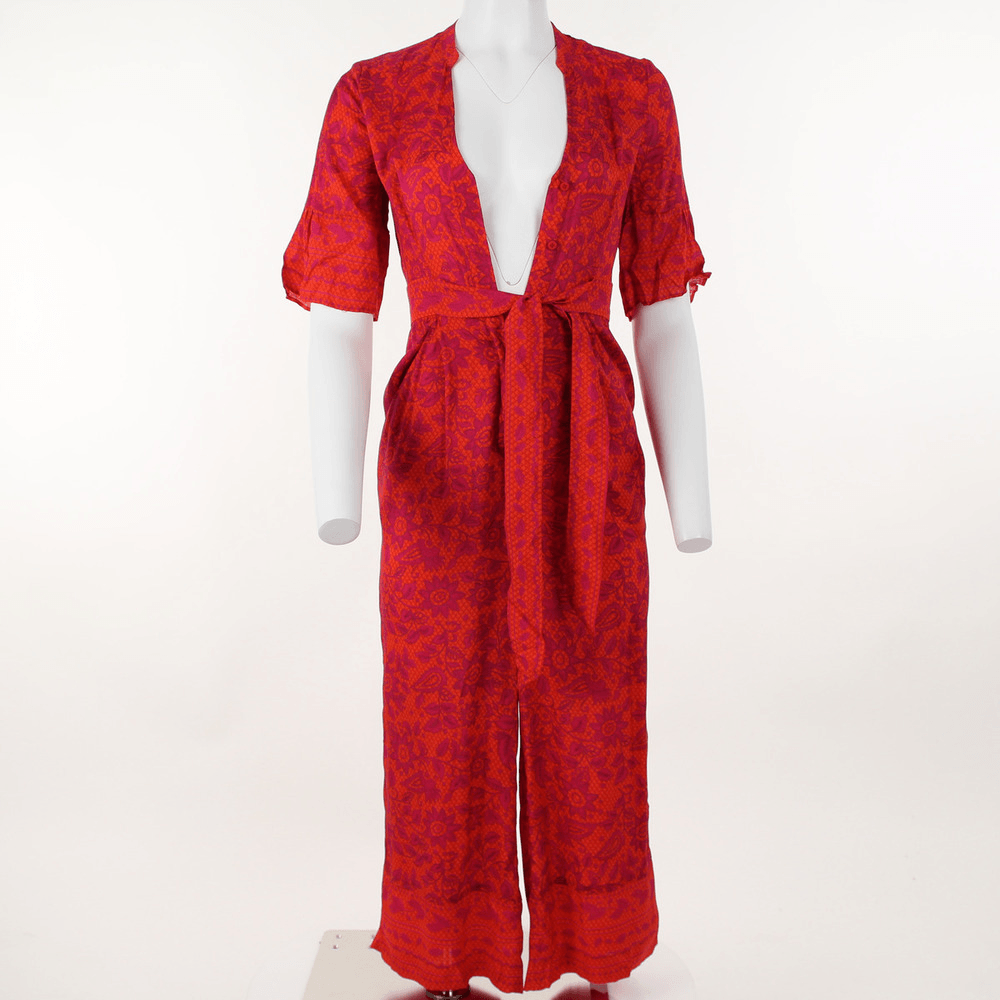 Henna Print Tie Front Jumpsuit