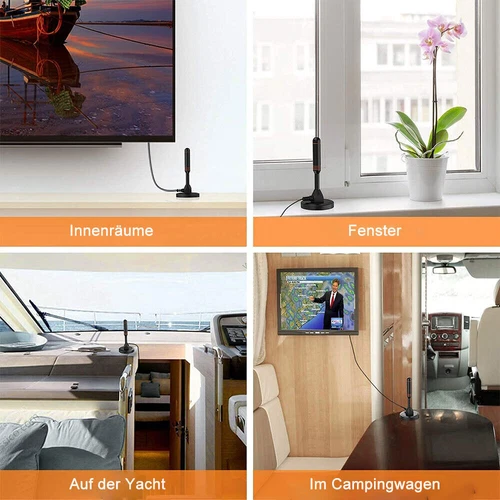 Digital TV DVB-T2 Antenne mit Verstärker HD 4K 1080P TV Zimmerantenne VHF/UHF DE - Bild 10 von 12