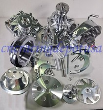 Sbc 350 Mid Mount Aluminum Front Acc Dress Up Complete Kit For Long Water Pump