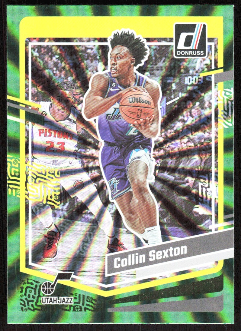 2023-24 7128B Donruss Green Laser Holo Collin Sexton Utah Jazz #6