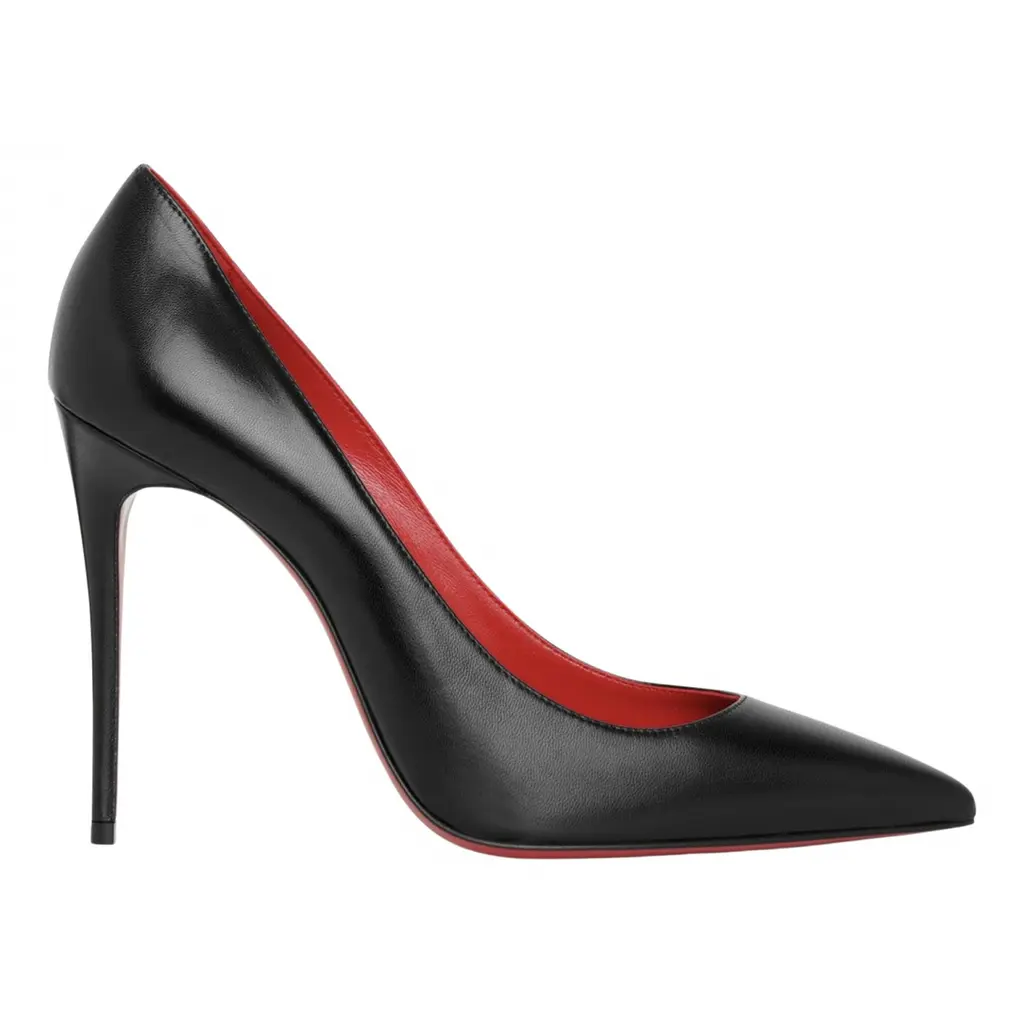 Christian Louboutin Kate 100 Black Leather Loubi Red Lining Point