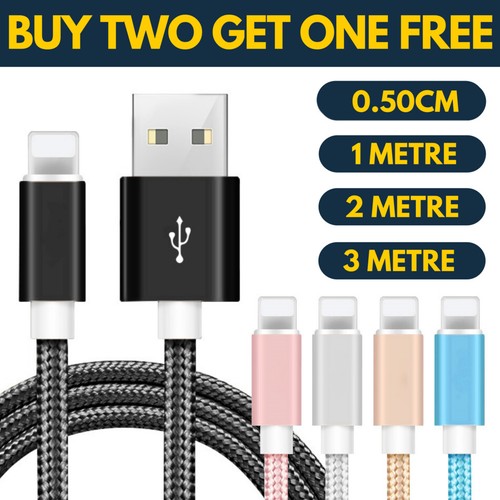Para iPhone Cable Largo Plomo USB Rápido Datos Carga 6s 7 8 X Trenzado | eBay