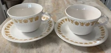2 Flat Cup & Saucer Set Butterfly Gold (Corelle) by Corning standard handle