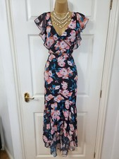 Little Mistress Floral Print Chiffon Dress - Size 8 - NWOT Black Multi Wedding 