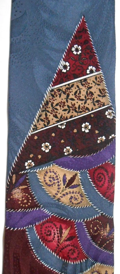 Gravata de seda masculina John Weitz 55,5" X 3,75" multicolorida abstrata - Imagem 2 de 4