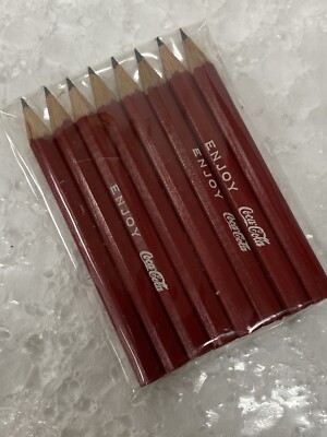 Lot of 8 Vintage Coca Cola Enjoy Pencils Small Logo Advertising Red Pencil 