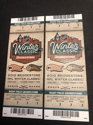 (LOT of 2) 2010 Bruins Flyers @ Fenway Park Winter Classic Ticket (Test-No Gate)