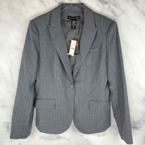 NWT New York & Company Heather Pinstriped Blazer Jacket Gray Career Office 14 - Picture 1 of 7