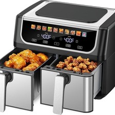 Large Air Fryer with Dual Baskets - 9.5 Quart Capacity & Temp Control