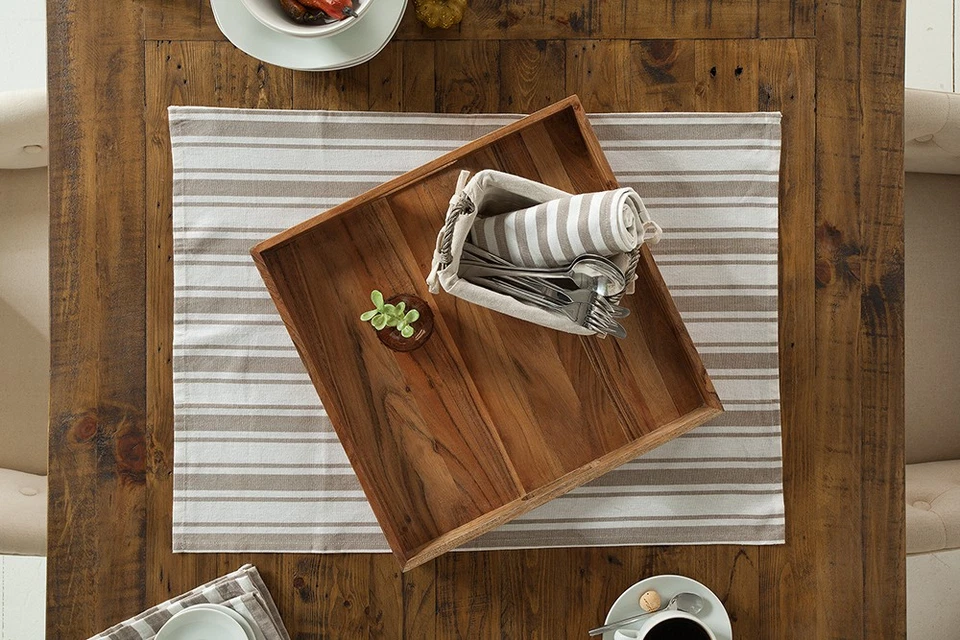 Elegantes Serviertablett CIANO 40x40cm Akazie Massivholz mit Griffen Tablett - Bild 4 von 4