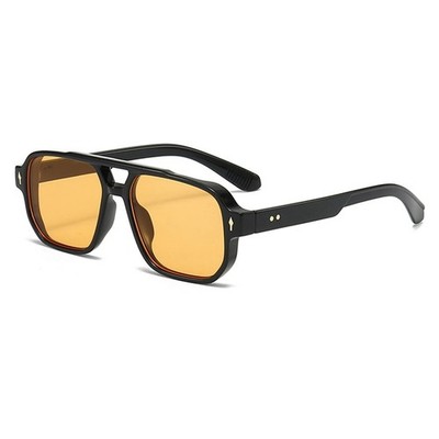 Mens Square Tortoiseshell Sunglasses Preppy Black Frame UV400 Eyewear