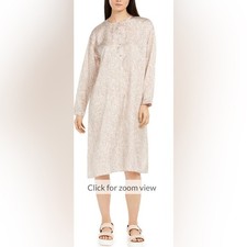 EILEEN FISHER Womens Long Sleeve Crew Neck Knee Length Shift Dress Small Silk