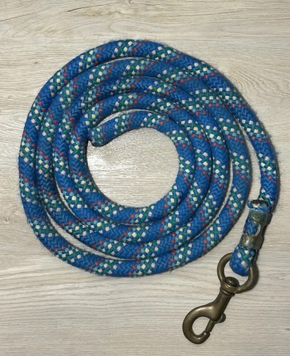 Blue Multi Poly Lead Rope Used Horse Tack English Western Brass Snap