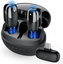 Wireless Lavalier Microphone for iPhone, Android, Mini with Noise... 