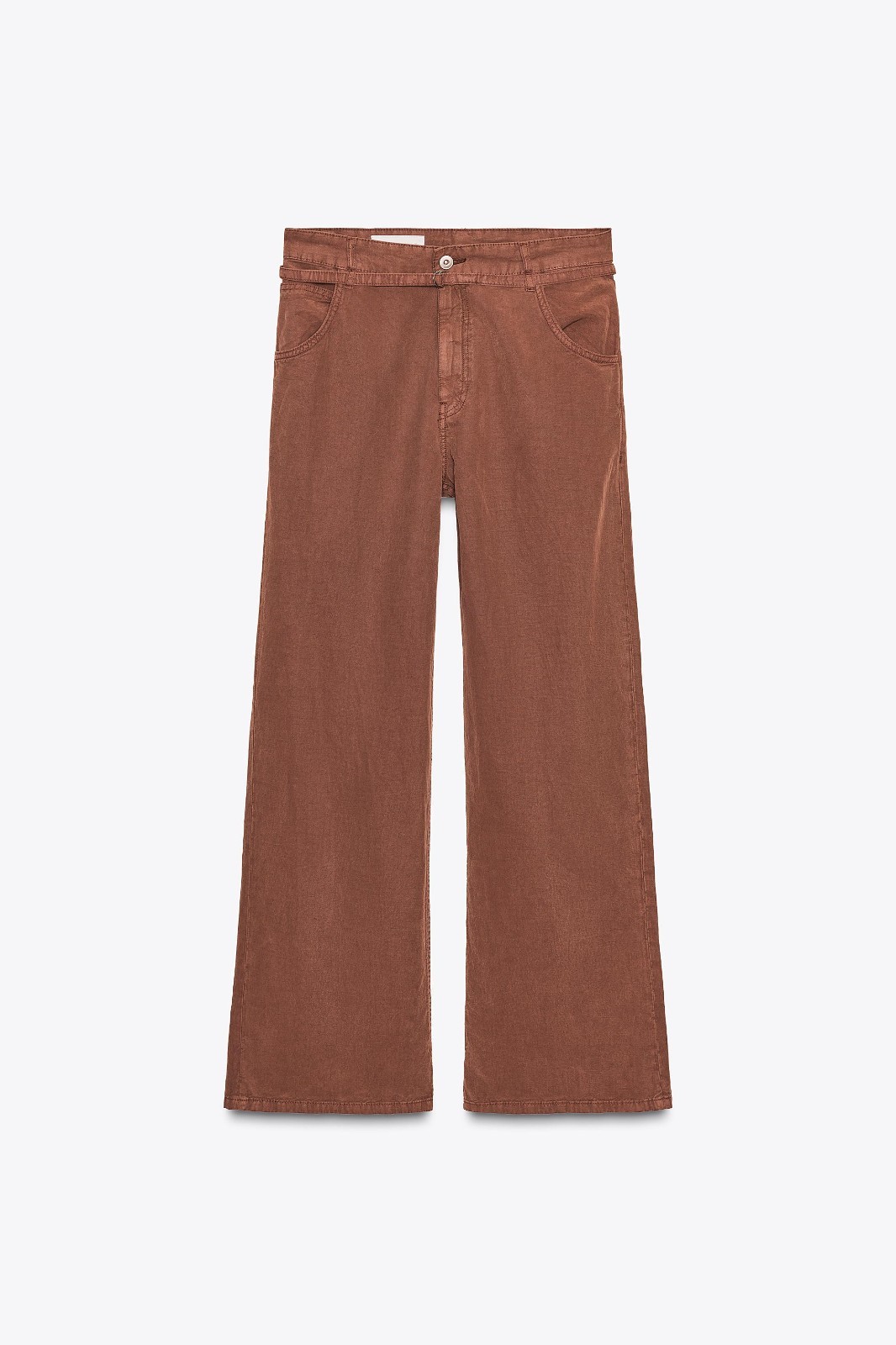 FINAL SALE- ZARA Flowy Belted Terracota Pants for Women- Size 14
