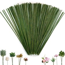 Floral Stem Wire, 100 Pcs, 2 Gauge, 10 Inch, Flower Stems, Artificial Green C...