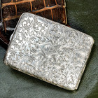 Ornate Antique Foliate Pattern Sterling Silver Card Cigarette Case
