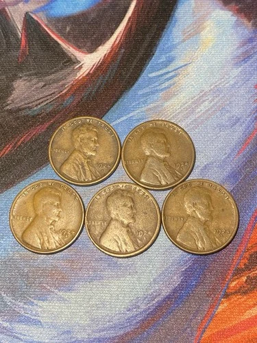 (5x) 1924 S Lincoln Wheat Cent VG - VF