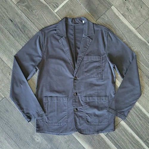 Pact Boulevard Jacket S Gray Organic Cotton Brushed Twill Unstructured Blazer - product listing photo