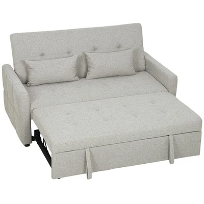 HOMCOM Divano Letto Clic Clac con Seduta da 2 Posti e 2 Cuscini Marrone