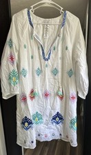 Tommy Bahama Floral Embroidered Bohemian Sundress Medium Long Sleeve