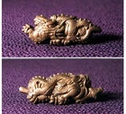 Antique Meiji Era Dragon Design Sword Fittings Gold Painted Menuki Japan