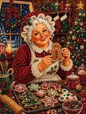 Christmas Mrs Claus Diamond Painting Kit, Pearl Diamond Art Kits for Adults Pear