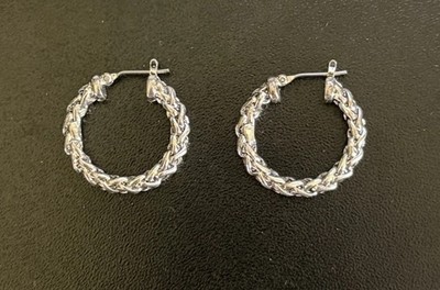 Vintage Brighton Silver Tone Braided Rope Hoop Earrings 1  Heart Hallmark