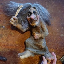 Vintage 11" AS Nyform Norwegian Troll Norway Spell Witch Glass Eye Hag Branch