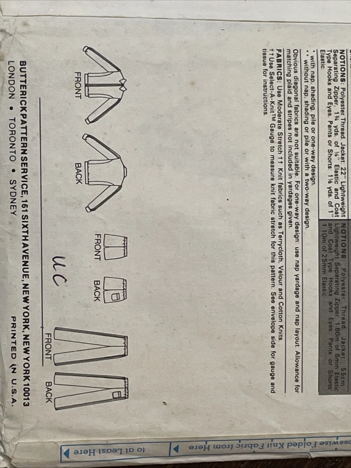 Chaqueta deportiva corta Butterick 3050 patrón vintage para hombre talla M SIN CORTAR Foto 4 de 4