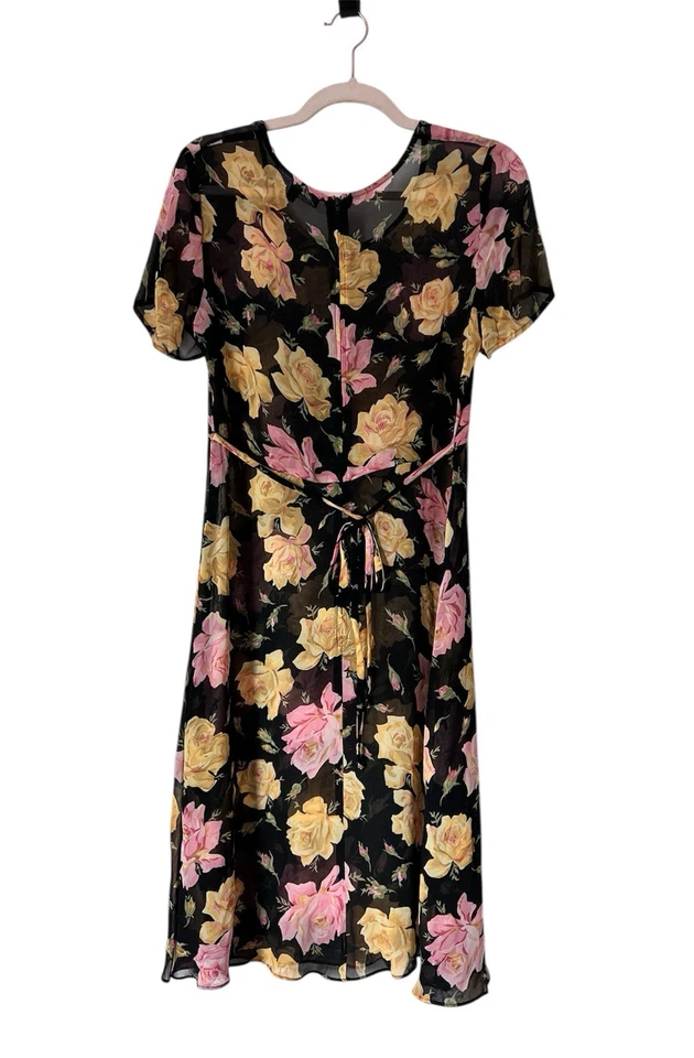 Vestido Vintage Betsey Johnson Y2K Floral Transparente Pequeño Hecho en EE. UU. Foto 2 de 4