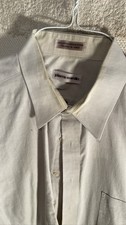 Pierre Cardin Men's Long Sleeve Dress Shirt 17.5 Tan Cotton Blend Tailored. 32