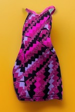 Vintage Barbie Mattel Multicolor Party Cocktail Dress Pink Purple Glitter