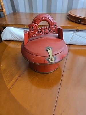 QING DYNASTY, DOWRY WEDDING BASKET, CHINESE WOODEN PICNIC BASKET 1644 - 1912 Era