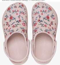 Crocs Classic Crafted Floral Clog Women 9 Pink Embroidered Cotton Candy NEW